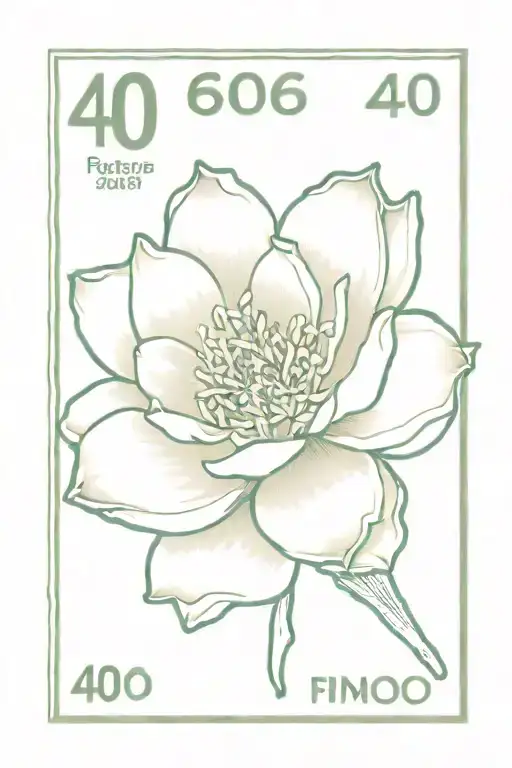 postage stamp with a bitterroot flower inside that says 406 tattoo design idea