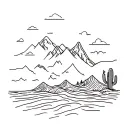 beach, waves, mountains, forest, cactus, travel, world, wanderlust tattoo design idea