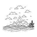 beach, waves, mountains, forest, cactus, travel, world, wanderlust tattoo design idea