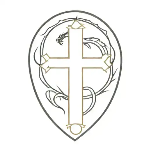 cross with dragon  tattoo design idea