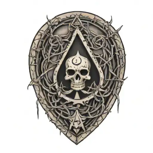 ace of spades surrounded by barbed wire  tattoo design idea