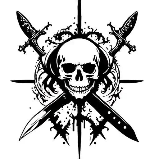 Horror ,death, skull, knife tattoo design idea