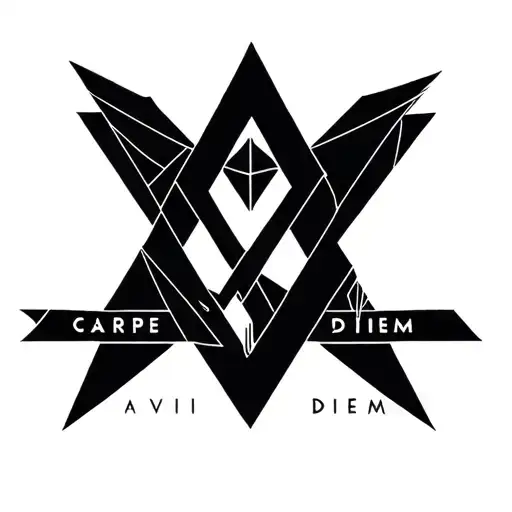 Avicii symbol accompanied by the phrase Carpe Diem tattoo design idea