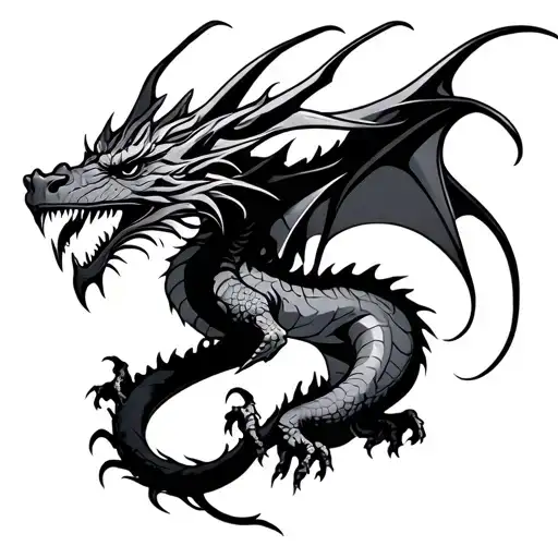 Black Ink Dragon tattoo design idea