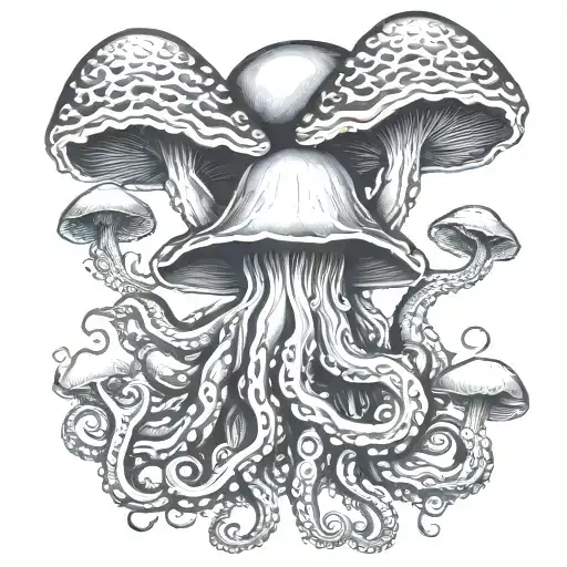 mushrooms octopus horror movie poster tattoo design idea