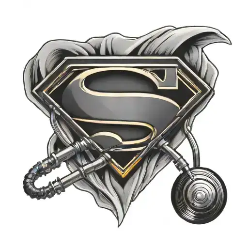 superman logo and stethoscope forming the shape outline tattoo design idea