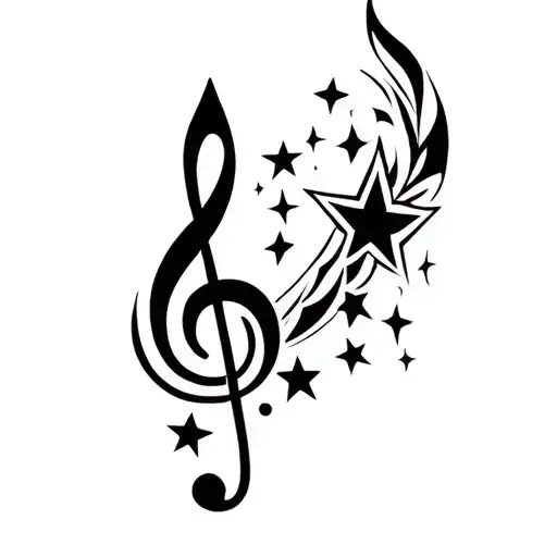 treble clef with stars tattoo design idea