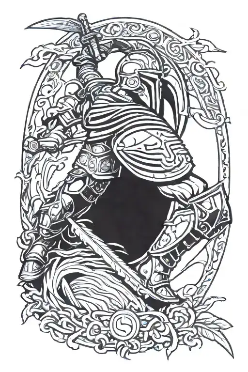 Spartan warrior battling tattoo design idea