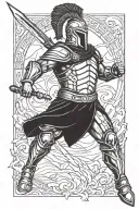 Spartan warrior battling tattoo design idea