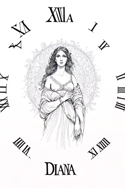 1984 in Roman numeral with the name Diana in Arabic going thru it tattoo design idea