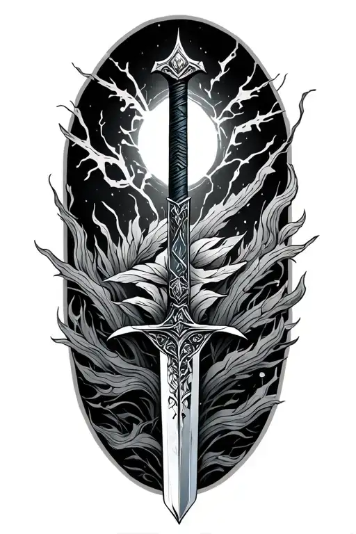 tyr nature sword tattoo design idea