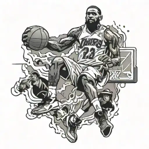 lebron james dunking tattoo design idea