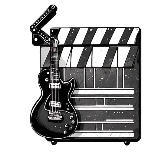 piano guitar clapperboard merged tattoo design idea