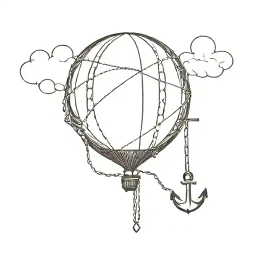 Ballon holding an anchor hanging tattoo design idea