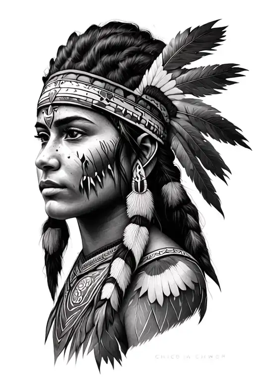 female Choctaw warrior face tattoo design idea