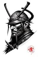 samurai warrior evil face tattoo design idea