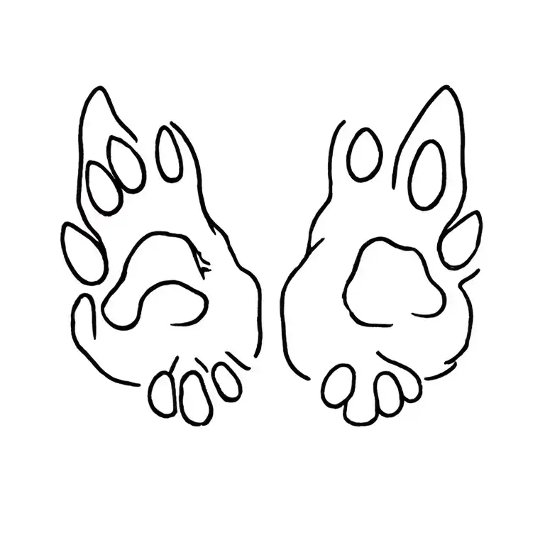 a dog's paw and a cat's chat paw tattoo design idea