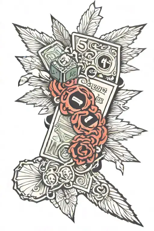 money roll an drugs with against all odds tattoo design idea