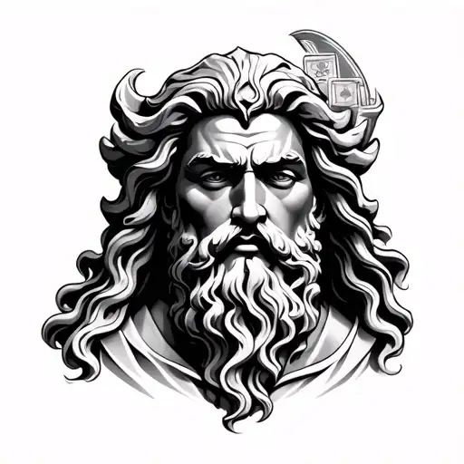 Double face, casino game, Zeus God tattoo design idea