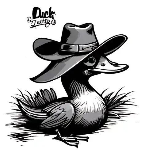 Cowboy Duck minimalist tattoo design idea