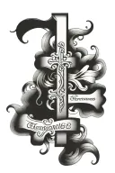 3 names writtes as a cross made tattoo design idea