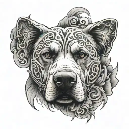 Sin of Wrath with labrador mixed with Chow Chow in middle tattoo design idea