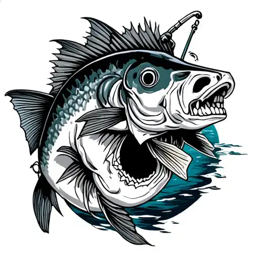 Fishing Dead brother  tattoo design idea