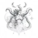 mix of zodiac sign Gemini, pisces, Taurus, Capricorn tattoo design idea