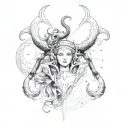 mix of zodiac sign Gemini, pisces, Taurus, Capricorn tattoo design idea