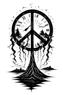 "Mana" peace and lightining storm and time and nature tattoo design idea