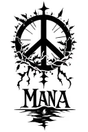 "Mana" peace and lightining storm and time and nature tattoo design idea