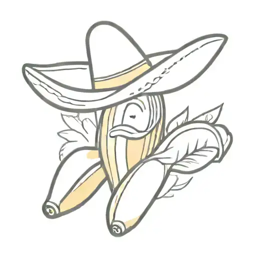 Banana wearing a sombrero tattoo design idea
