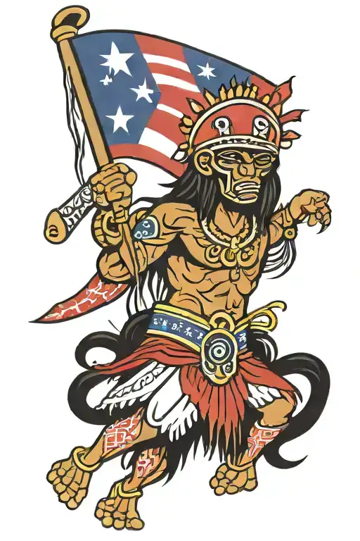 Taino Puerto Rican flag tattoo design idea