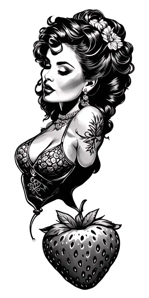 mine, barmaid, strawberry, muscle car, travel tattoo tattoo design idea