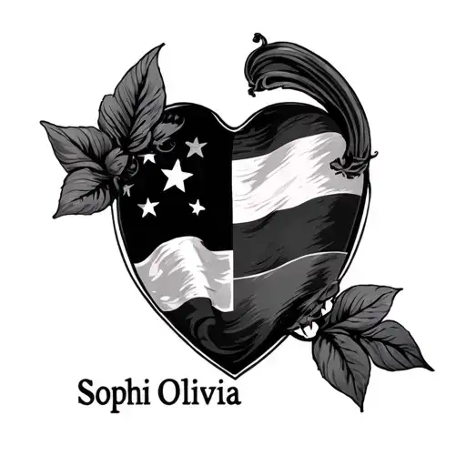 "Sophi Olivia" family pride flag morphing tattoo design idea