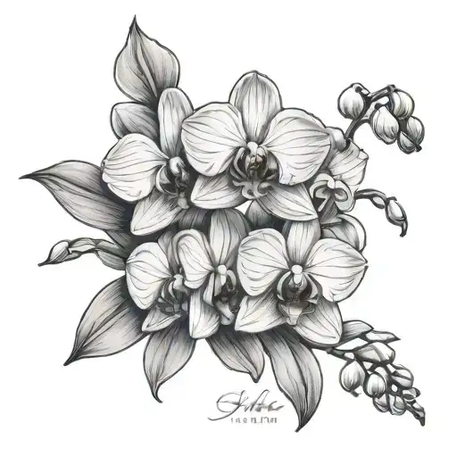 orchid with mom and uncle name in them  tattoo design idea