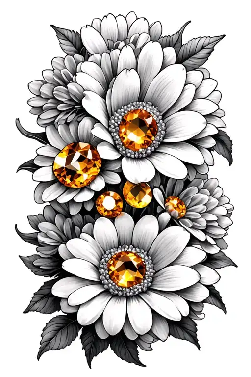 11 25 2015 romanian numbers with citrine birthstones and chrysanthemum flowers tattoo design idea
