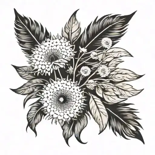dandelion and feather tattoo design idea