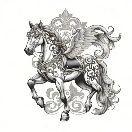 horse breed. fleur de lis tattoo design idea