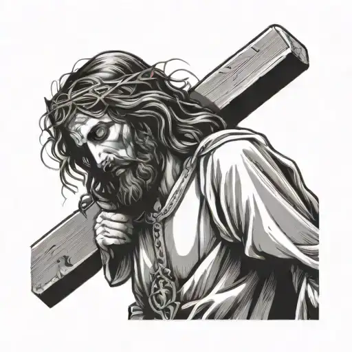 Jesus carrying the cross tattoo design idea