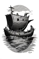 vertical Noah's ark themed tattoo tattoo design idea