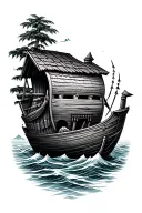 vertical Noah's ark themed tattoo tattoo design idea