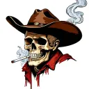 skull cowboy smoking cigarette tattoo design idea