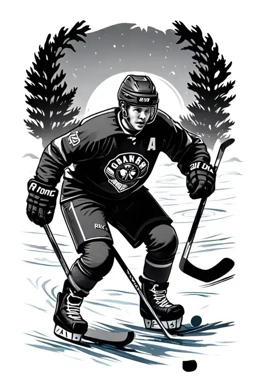 pond hockey tattoo design idea