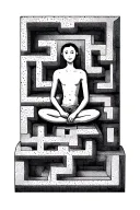 maze with stick figure sitting on top  tattoo design idea