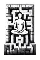 maze with stick figure sitting on top  tattoo design idea