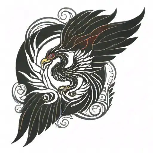 A phoenix rising from a wedding ring, symbolizing the rebirth and growth in both career and personal life tattoo design idea