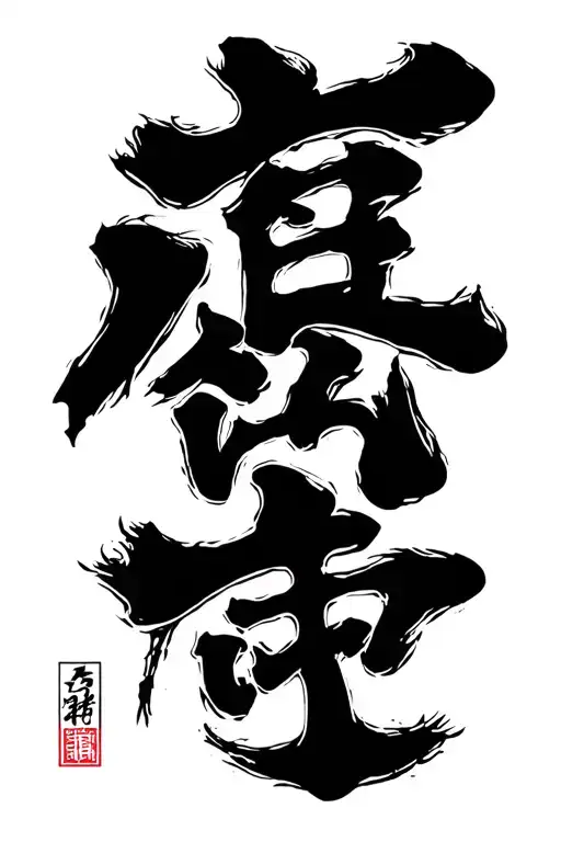 never give up  Japanese kanji tattoo design idea