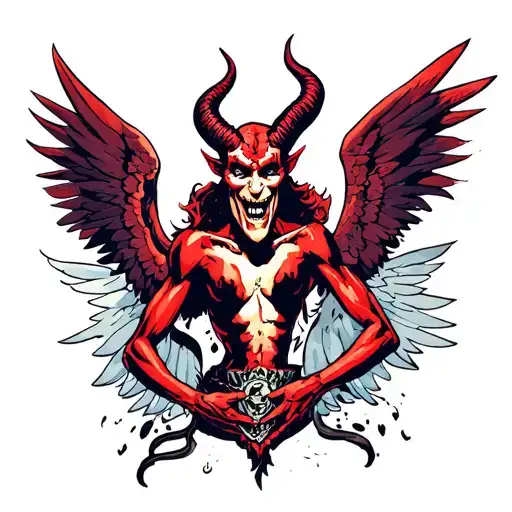 devil and angels  tattoo design idea