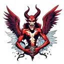 devil and angels  tattoo design idea